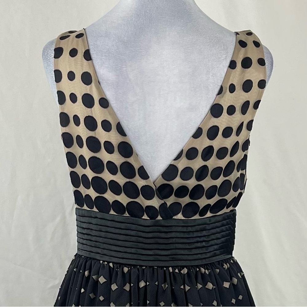 Anthropologie Burlapp Black Tan Sleeveless Polka Dot Dress NWOT Size 6 - Picture 6 of 13